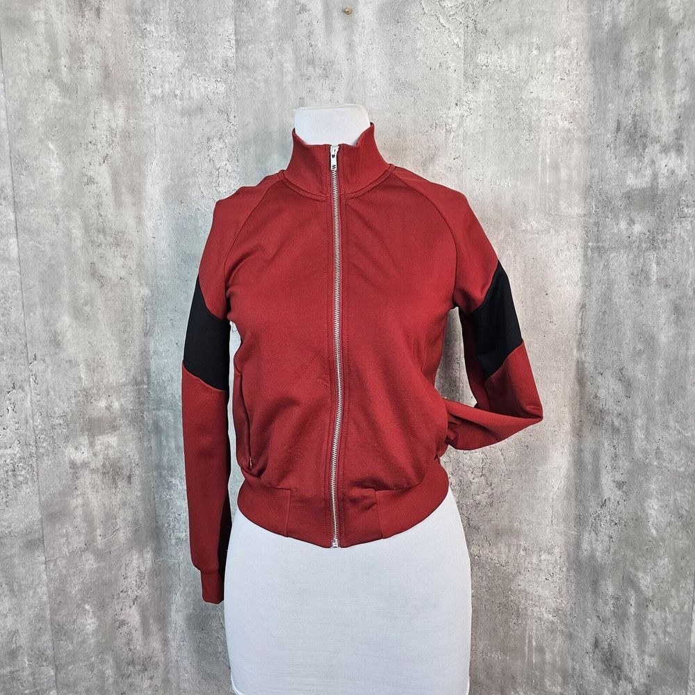 A.L.C.‎ Womens L Rio Burgundy ColorBlock Sleeve Track Jacket Full Zip